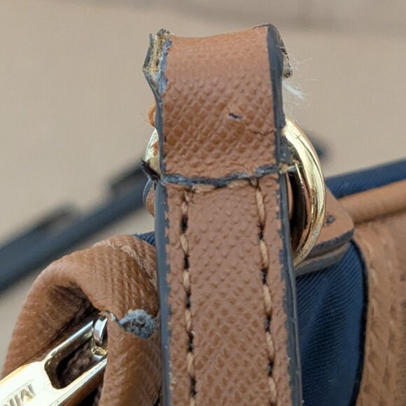 MICHAEL KORS Kempton Nylon Blue Brown Wristlet Pouch Wallet Small Purse - Picture 12 of 12